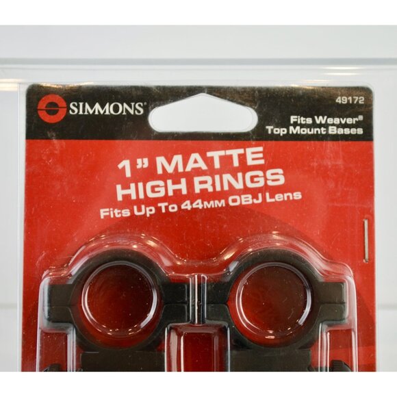 Simmons 49172 1" Matte Black High Scope Rings Fits Weaver Top Mount Bases NEW - Picture 2 of 5